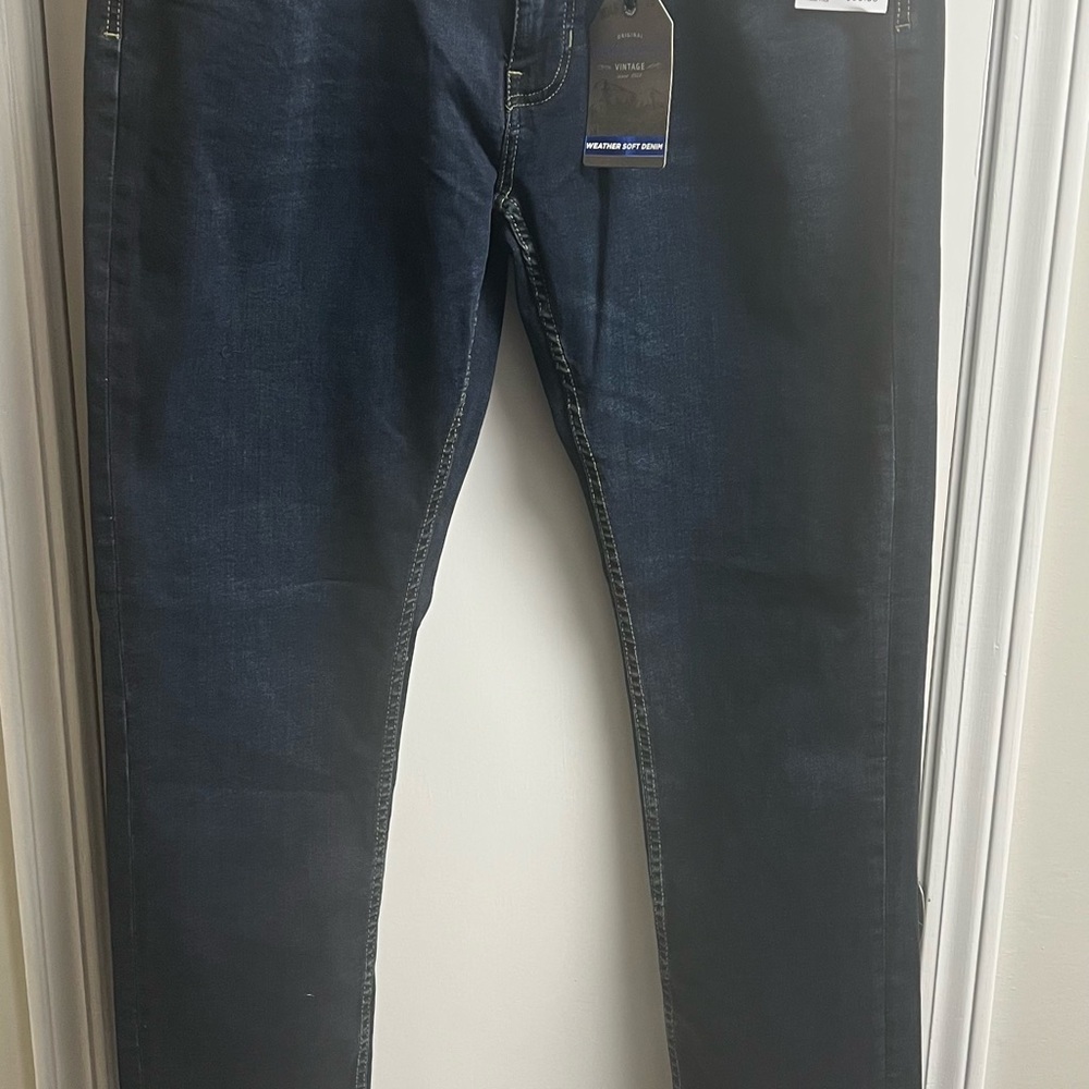 Men's Original Weatherproof Vintage Slim Fit Dark Blue Jeans